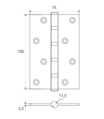 Петля АVERS 100*75*2,5-B4-NiS никель