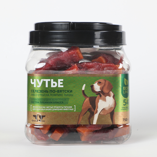 Лакомство для собак "Грин Кьюзин" GREEN QZIN ЧУТЬЕ (Сушеное утиное мясо на ломтике тыквы) 750гр