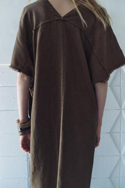 ZARA ПЛАТЬЕ-ТУНИКА ИЗ СМЕСОВОГО ЛЬНА — ZW COLLECTION, КОРИЧНЕВЫЙ