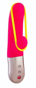 Ярко-розовый мини-вибратор Amorino с силиконовой петлёй - 17,7 см. (Цвет: ярко-розовый)