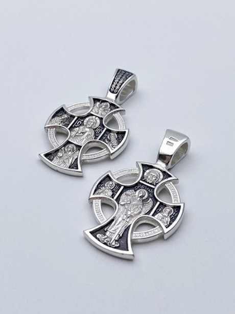 Крест из серебра/Частичное чернение/Ангел-Хранитель