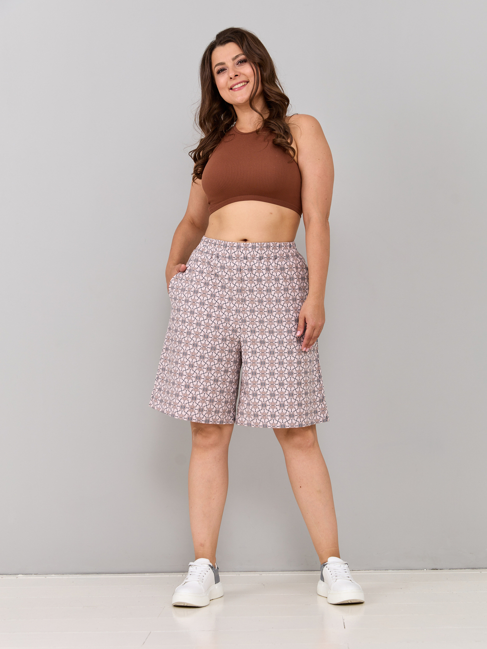 Шорты Н-147/бежевый-орнаментджинс