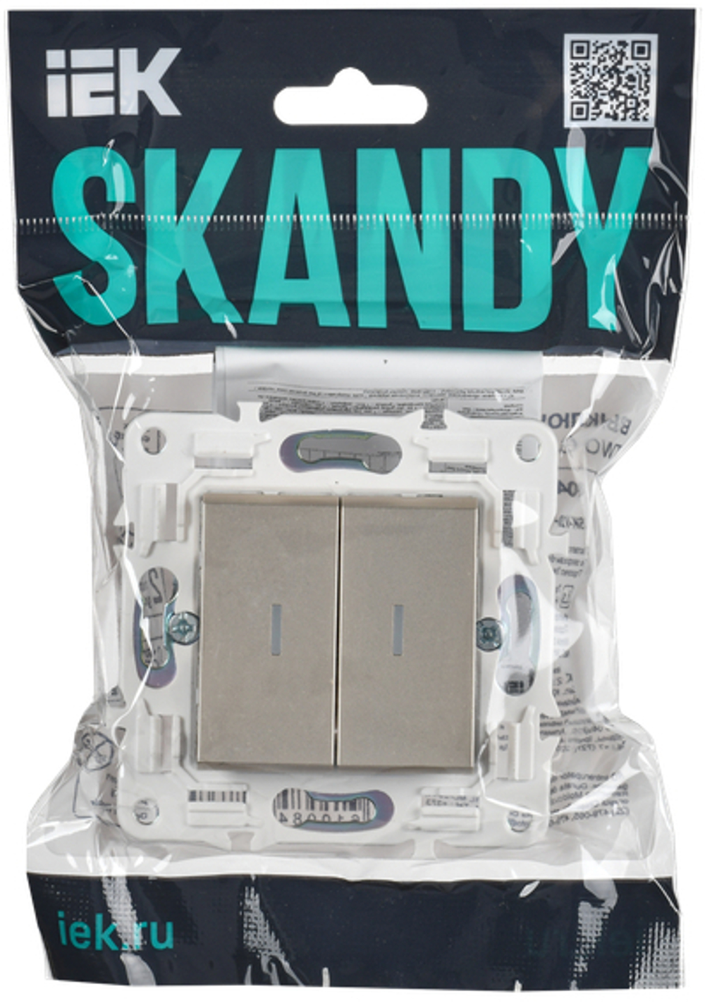 SKANDY Выключатель 2-клавишный проходной с индикацией 10А SK-V10Sh шампань IEK