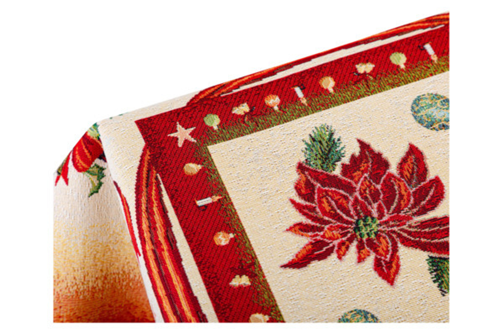 Скатерть прямоугольная 140х180см Mix&Match Home Новогодние игрушки красная