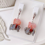 LEFIREL' Серьги серебряные женские "Ирисы" с цветами из муранского стекла / ювелирные украшения из родированного серебра 925