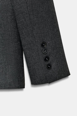 ZARA ПРИТАЛЕННЫЙ БЛЕЙЗЕР С ВОРОТНИКОМ ИЗ ИСКУССТВЕННОГО МЕХА — ZW COLLECTION, СЕРЫЙ МЕЛАНЖ