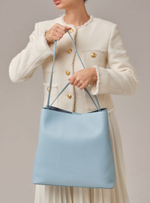 Кожаная сумка шоппер Olga DBR 30948 светло-голубой