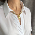 Цепь из овальных звеньев с ажурным сердцем, цвет золото, Италия