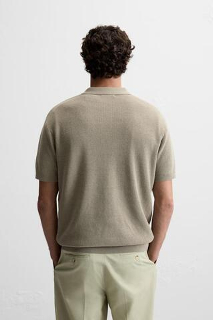 ZARA ПОЛО ИЗ РЕЛЬЕФНОГО ТРИКОТАЖА, СВЕТЛО-ЗЕЛЕНЫЙ