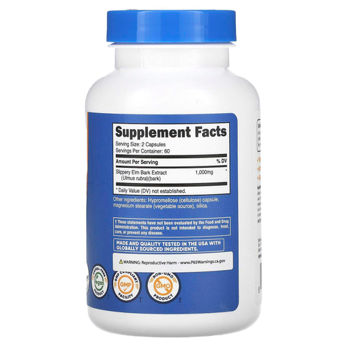 Nutricost, Кора скользкого вяза, 120 капсул (500 мг на капсулу)