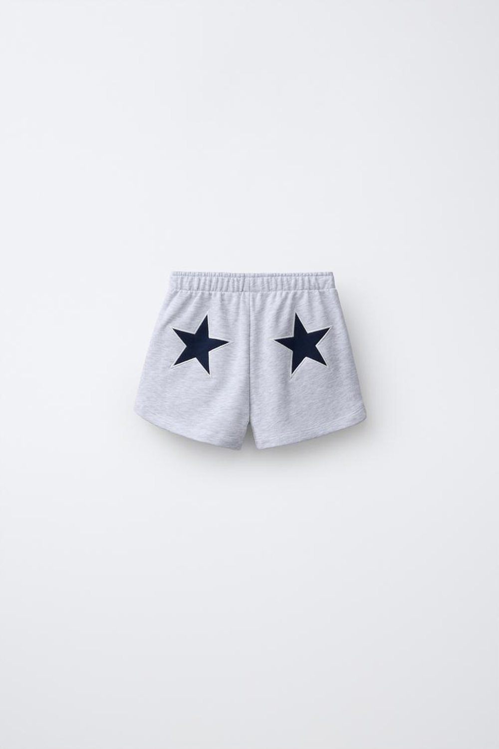 ZARA ШОРТЫ ИЗ МЯГКОЙ ТКАНИ С НАШИВКОЙ «ЗВЕЗДА», СЕРЫЙ МЕЛАНЖ