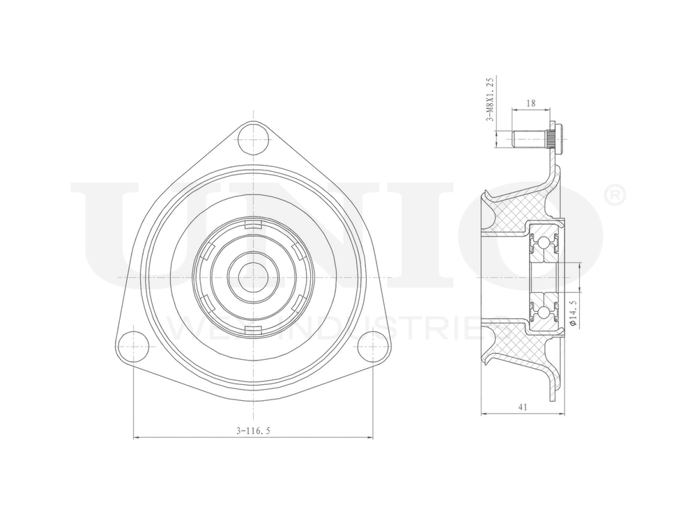 Опора амортизатора передняя UNIO RMP-13153