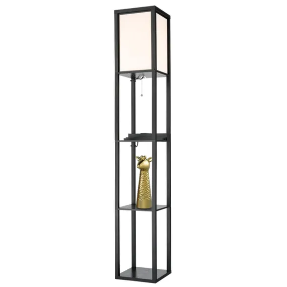 8093/1F COMFI LN25 361 черный/белый, дерево/текстиль Торшер Е27 1*60W 220V PRACTIC