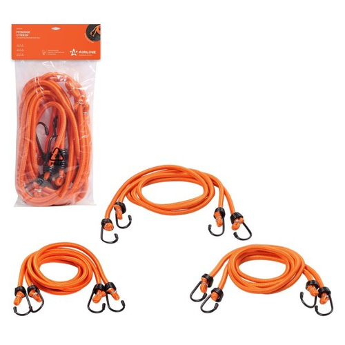 Резинка для крепл. груза набор 6 шт: 2шт.-60 см, 2шт.-80см, 2шт.-100см, D-8 мм, (мет. крючки) (AIRLINE)