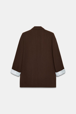 ZARA БЛЕЙЗЕР С ПРИНТОМ НА МАНЖЕТАХ, КОРИЧНЕВЫЙ