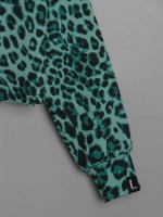 Лонгслив для девочки укороченный, леопард