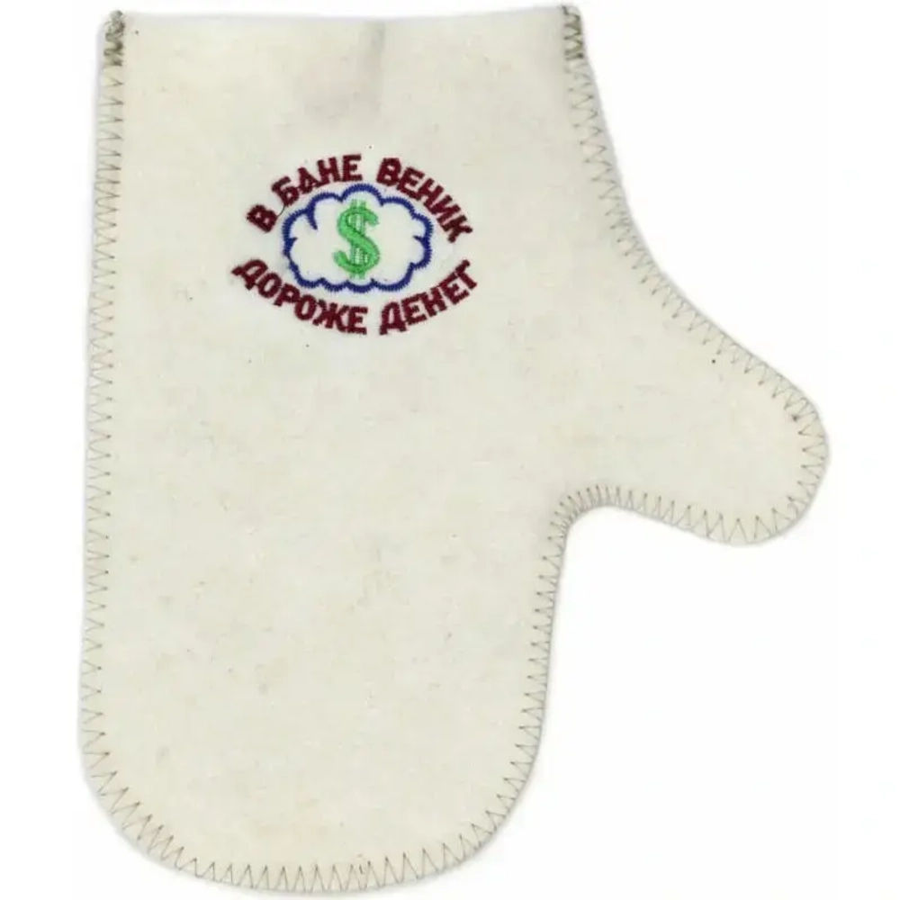 Рукавица для бани «В бане веник дороже денег» TM ”Бацькина баня»