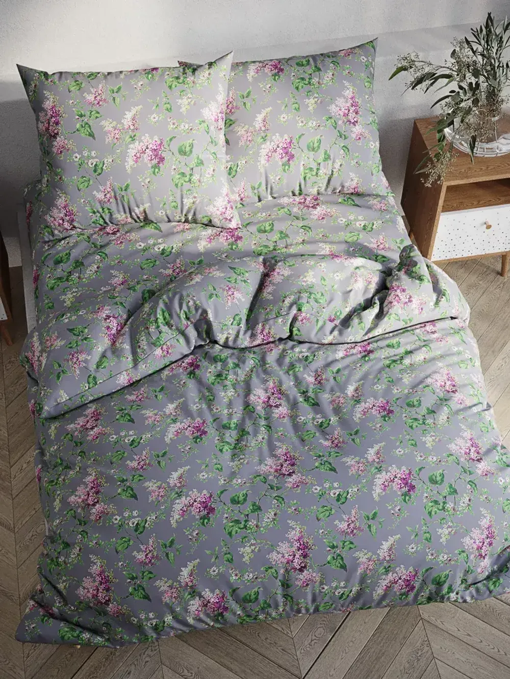 Простынь на резинке "Syringa" 160х200 см Сказка сатин