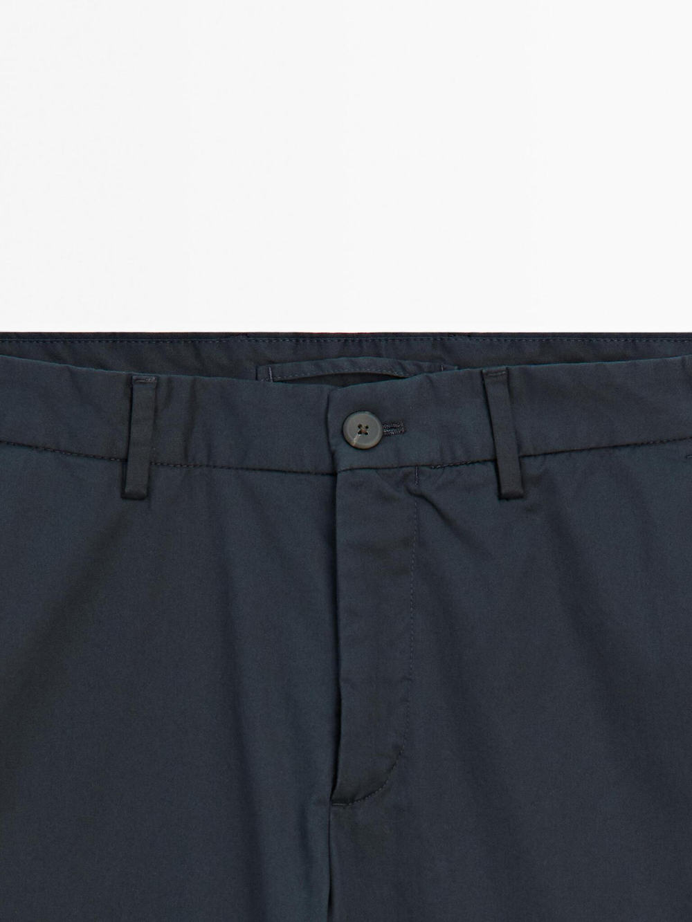 Massimo Dutti Зауженные брюки из хлопковой смесовой ткани, темно-синий