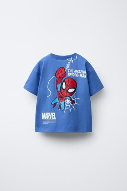 ZARA ФУТБОЛКА С ПРИНТОМ SPIDER-MAN © MARVEL, СИНИЙ