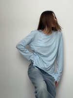 Лонг льняной голубой с рельефами