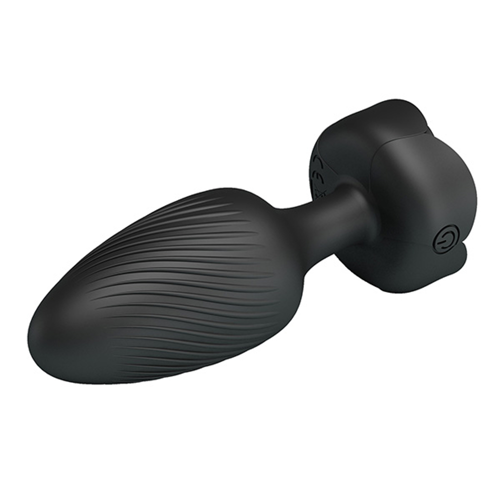 Анальная вибропробка 10,8 см с мигающими огнями Pretty Love Varian Large Butt Plug Multi Color Bottom Light Black BI-040182