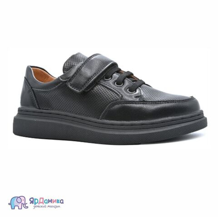 Школьные туфли Olipas на липе, черные с перфорацией С5667-0