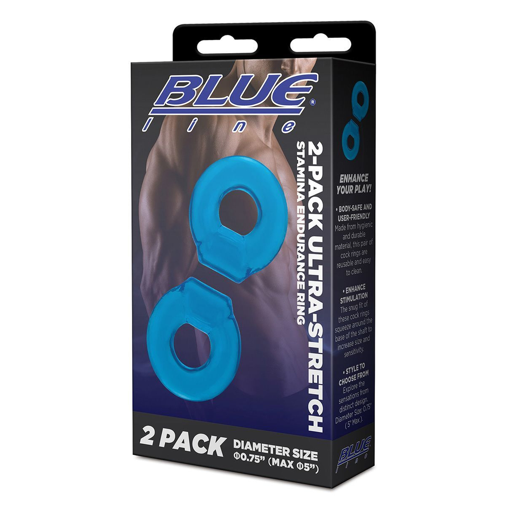Комплект из двух колец для пениса 2-Pack Ultra-Stretch Stamina Endurance Ring (Цвет: голубой)
