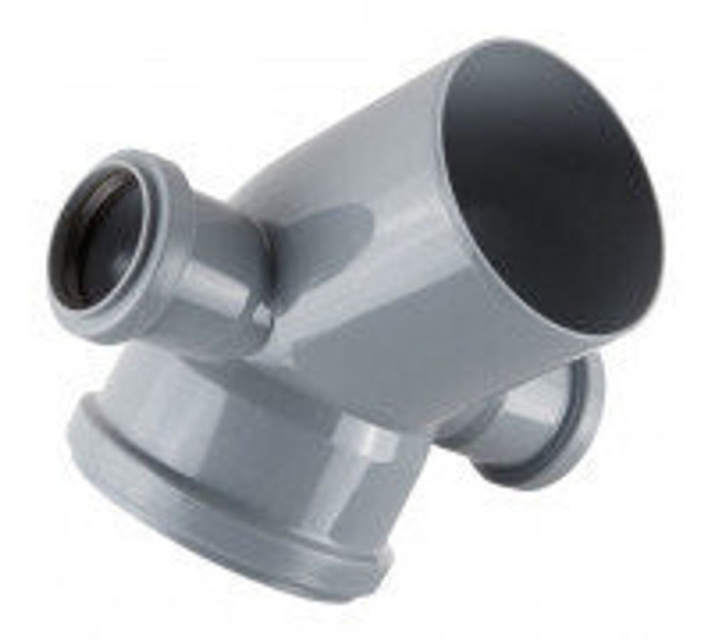 Колено 110х45 с выходом 50мм ВПРАВО+ВЛЕВО СЕРЫЙ