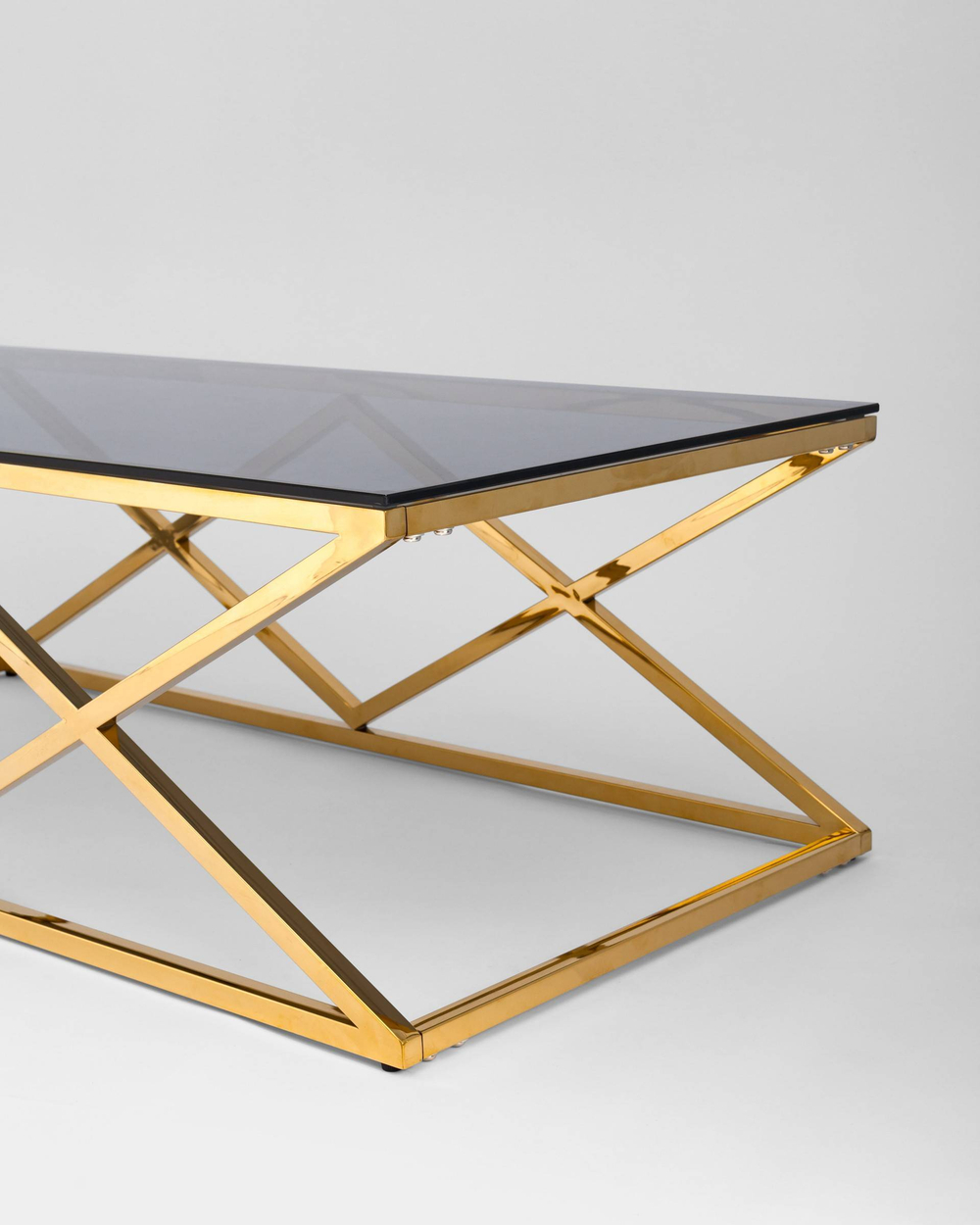 Журнальный стол 120*60 ИНСИГНИЯ золото стекло smoke