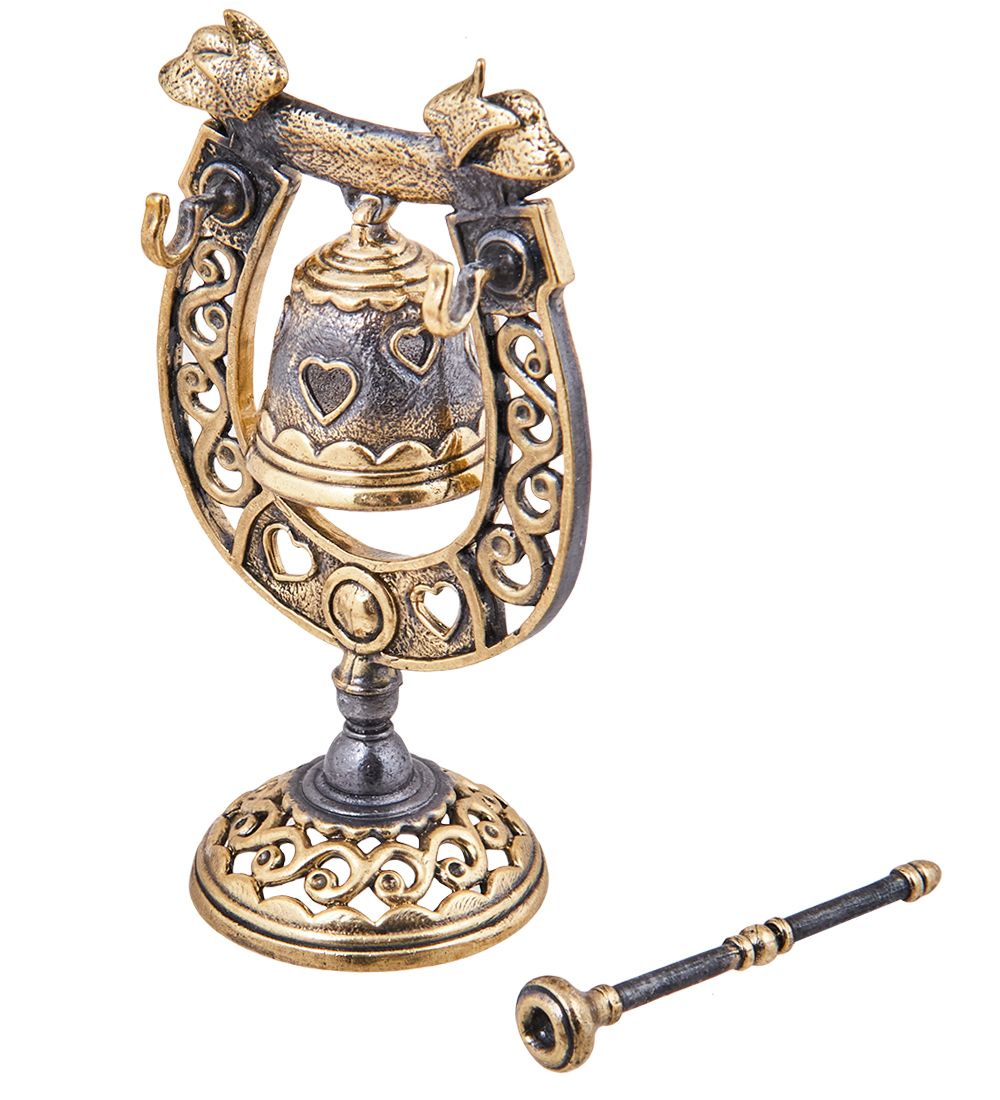 AM-3890 Колокольчик «На счастье» (латунь, янтарь)