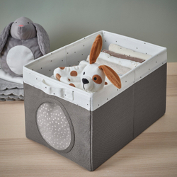 IKEA LEN  (ИКЕА ЛЕН)  -  Коробка, серый/белые точки, 25x37x22 см
