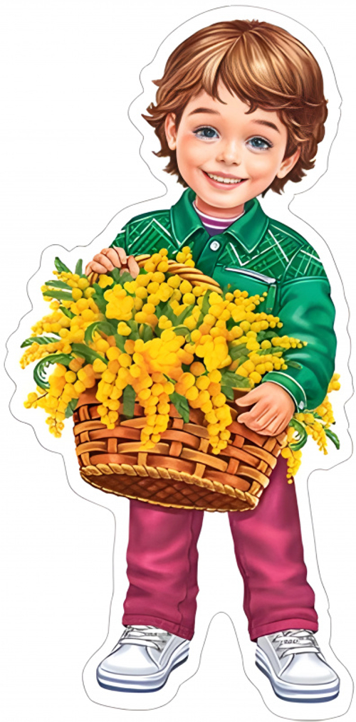 Плакат фигурный"Мальчик с мимозой"