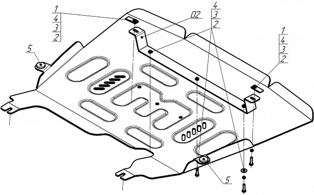 Защита картера двигателя, Электроусилителя руля, Переднего электромотора. 4 мм, Алюминий для Li Auto L7 2024-н.в., Motodor.349906