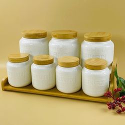 Lenardi 140-134 Набор из 7 банок 340/1000мл. на подставке BAMBOO в под.уп.(х6)Фарфор