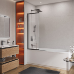 Душевая шторка на ванну CEZARES SLIDER-FIX-VF-11-90/150-C-NERO с фиксированным креплением одной створки