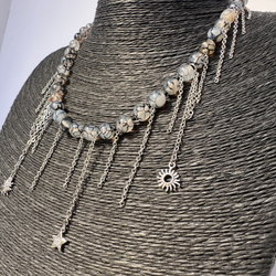 Колье «Лунные кружева» — агат «Вены Дракона»