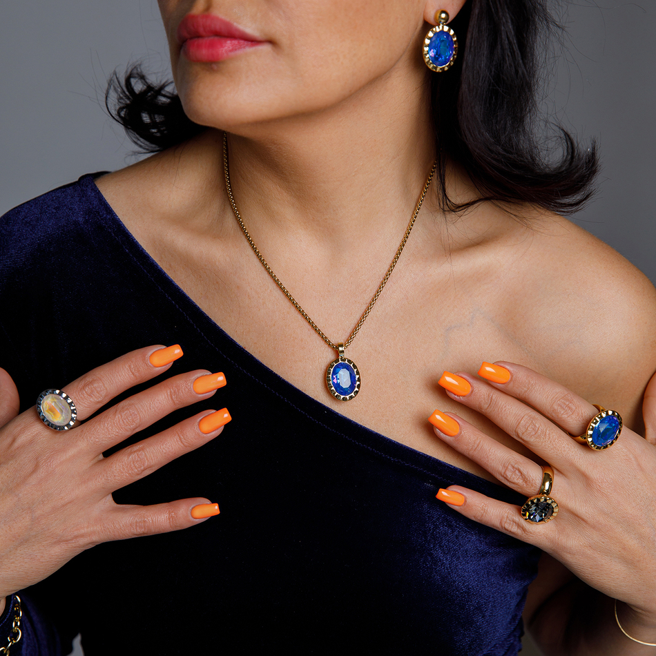 Кольцо Qudo TIVOLA UNICA big (G/P) Royal blue delite 60 688162
