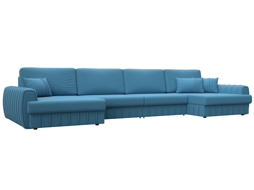 Диван П-образный Лига-057 НПБ Лонг, Амур 10 голубой, Рогожка, 129324