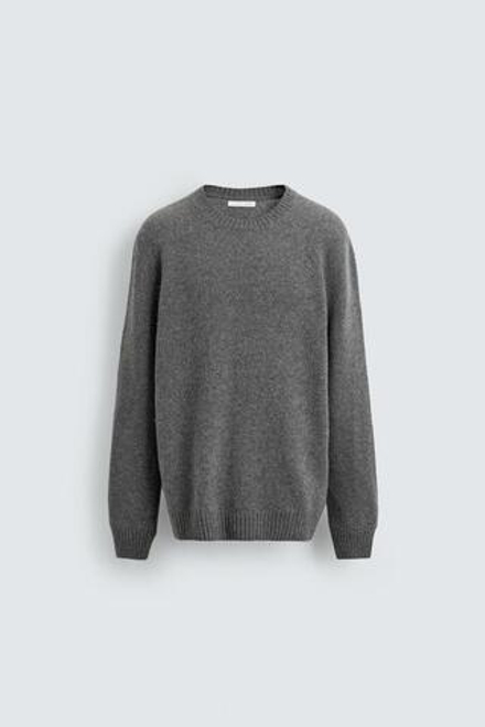 ZARA СВИТЕР КЛАССИЧЕСКОГО КРОЯ ИЗ СМЕСОВОЙ ШЕРСТИ, СЕРЫЙ МЕЛАНЖ