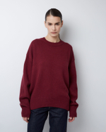 Джемпер из смесового кашемира с круглым вырезом бордо