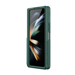 Чехол зеленого цвета (Deep Green) на Samsung Galaxy Z Fold 5 от Nillkin, серия Super Frosted Shield Fold-Bracket Version, версия со съемной подставкой