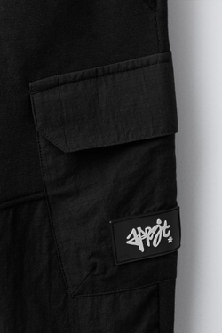 ZARA КОМБИНИРОВАННЫЕ БРЮКИ-ДЖОГГЕРЫ, ЧЕРНЫЙ