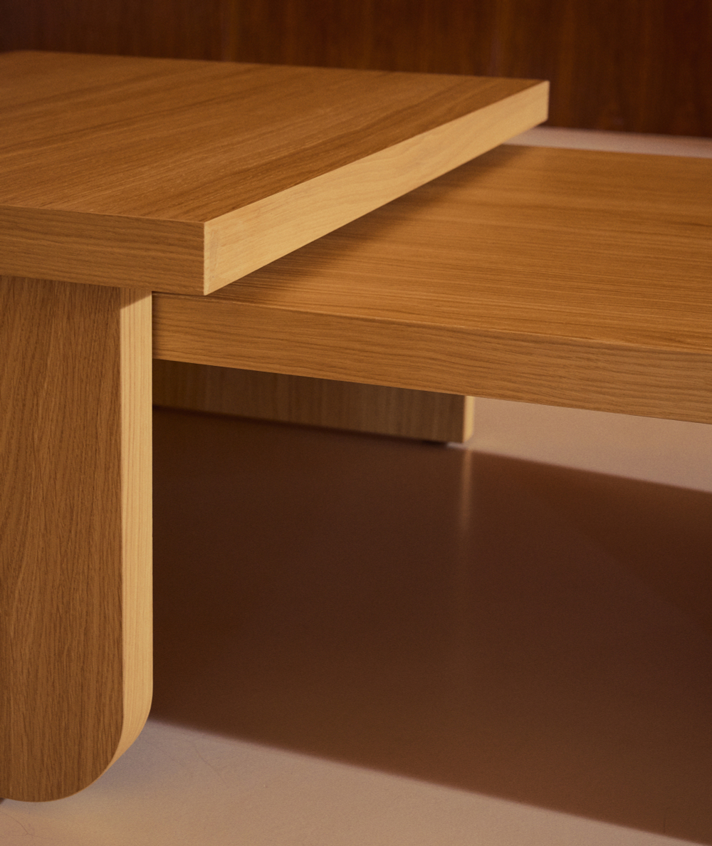 Oaq набор из 2 журнальных столиков из шпона дуба с натуральной отделкой