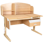 Растущая парта Дэми СУТ 25 с задней полкой СУТ.34.390 и навесной тумбой (1200×880 мм)