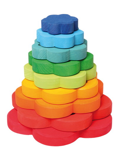 Деревянная пирамидка "Цветочная", 9 деталей