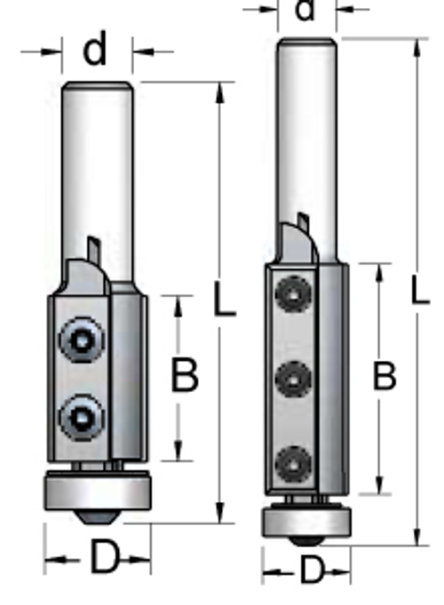 Фреза копир сменные ножи нижний подшипник D19 B30 Z2 хвостовик 8_S FM19015
