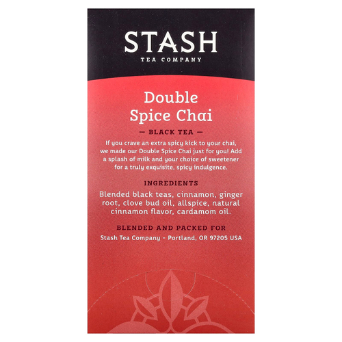 Stash Tea, Black Tea, Чай с двумя специями, 18 чайных пакетиков, 1,1 унции (33 г)