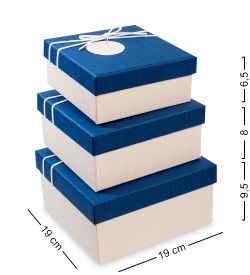 WF-31-A Набор коробок из 3шт «Прямоугольник» цв.бел./син.