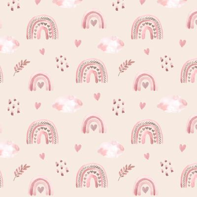 Узор с розовой радугой (бежевый фон)